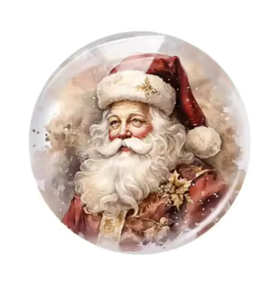 20mm Santa Round, Glue on, Resin Gems (Sold in Pairs) Resin Gems