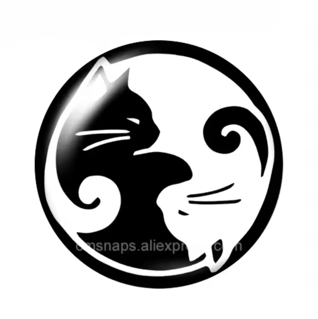 14mm Yinyang Cats, Glue on, Resin Gems (Sold in Pairs) Resin Gems