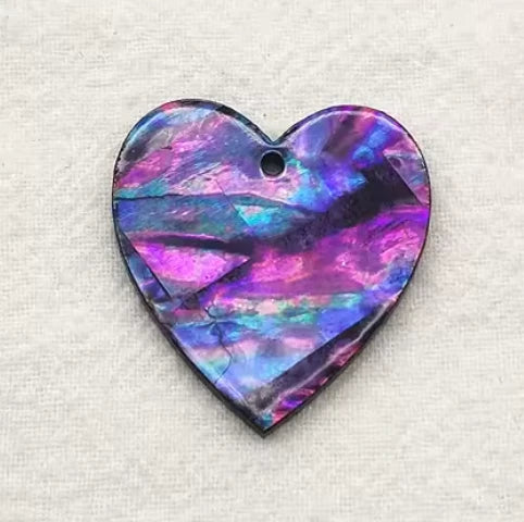 31*31mm Purple Abalone Shell Print Large Heart shaped, with one hole, Resin Shell Gem (Sold in Pair) Resin Gems
