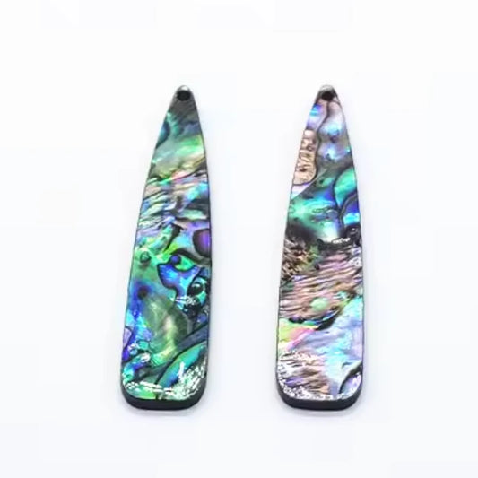 11*54mm Blue/Green Abalone Shell Long Teardrop , Sew on, Resin Gem (Sold in Pair) Resin Gems