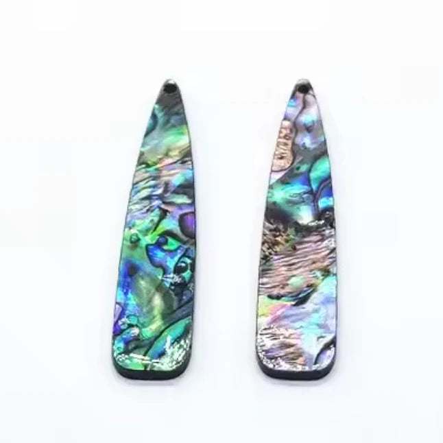 11*54mm Blue/Green Abalone Shell Long Teardrop , Sew on, Resin Gem (Sold in Pair) Resin Gems