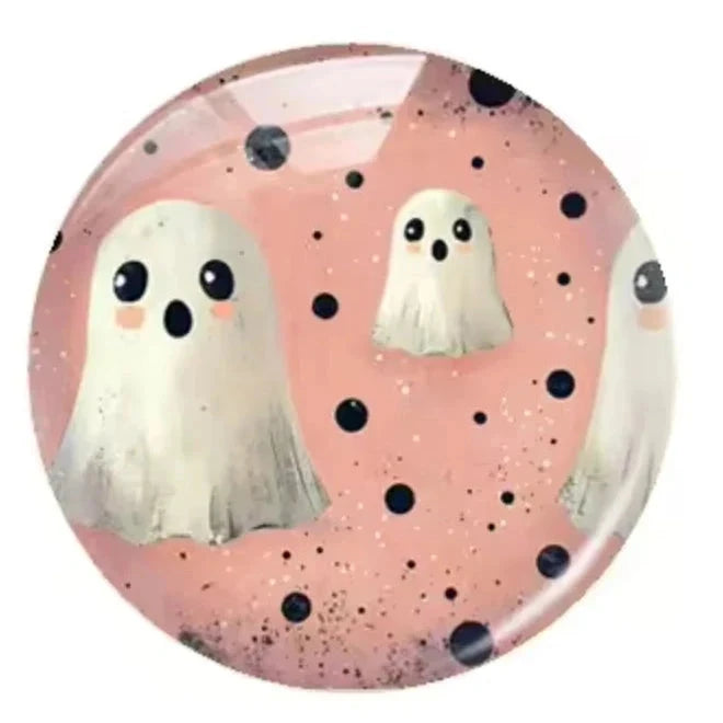 20mm Halloween (Title) Round, Glue On, Resin Gem (Sold in Pair) Resin Gems