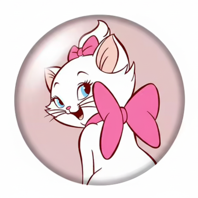 20mm Cute Pink Cat Round, Glue On, Resin Gem (Sold in Pair) Resin Gems