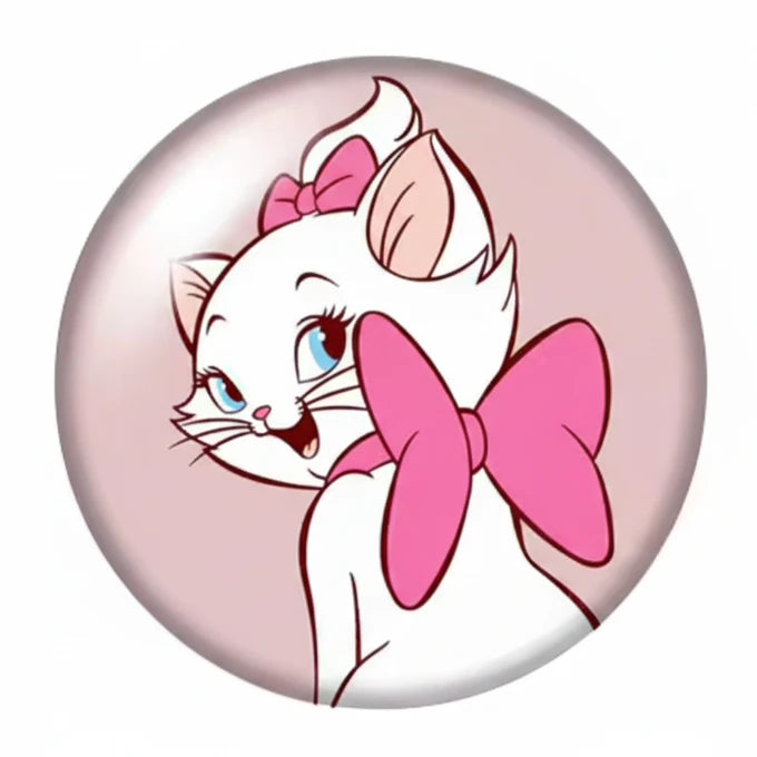 20mm Cute Pink Cat Round, Glue On, Resin Gem (Sold in Pair) Resin Gems