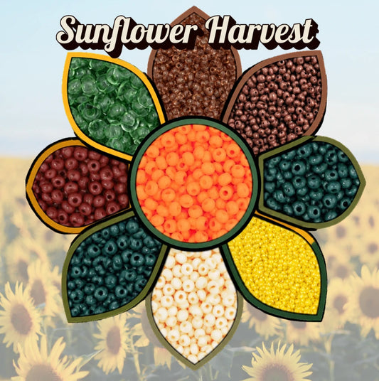 "Sunflower Harvest" 8 x Size 11/0 Seed Bead Bags, 22g, Opaque, Transparent, Promotions 11/0 Czech Seed Beads
