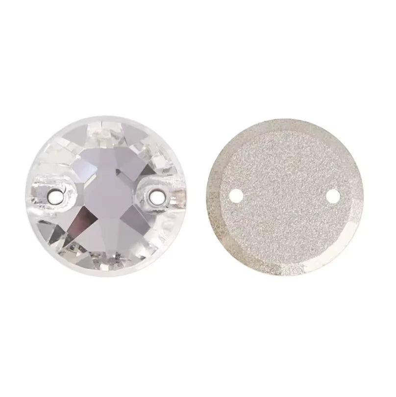 12mm Crystal Clear Rivoli Flat Top, Sew on, Fancy Glass Gem (Sold in Pair) Fancy Glass Gems