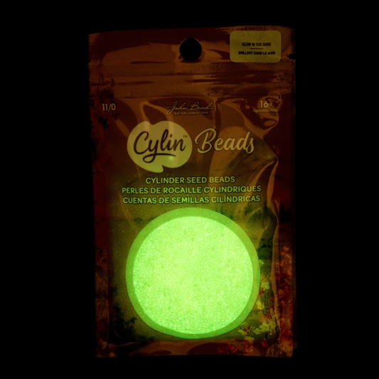 Cylin Bead 11/0 25g Bag Glow in Dark AB - Yellow Neon Cylin Bead 11/0