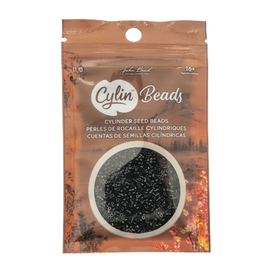Cylin Bead 11/0 25g Bag Opaque Black Cylin Beads John Beads