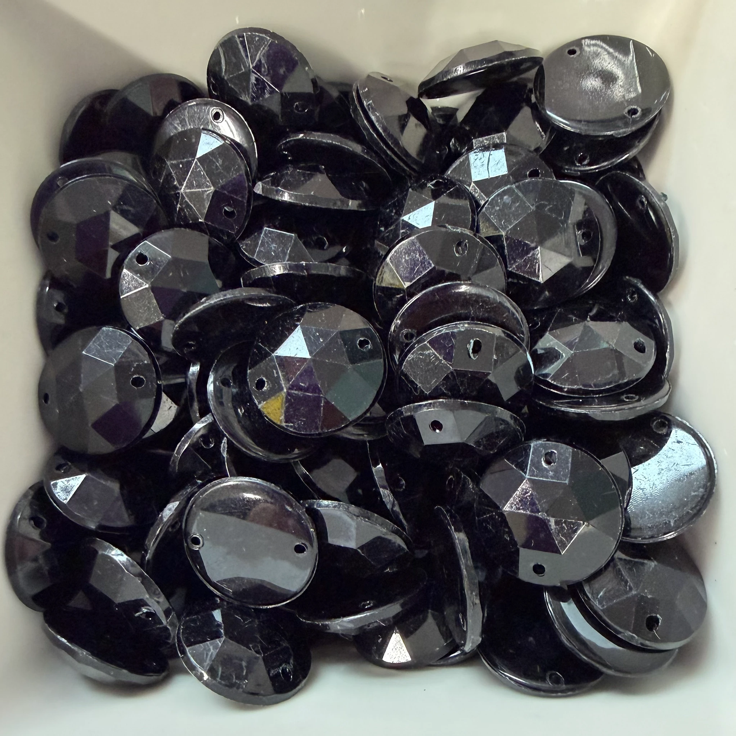 12mm Black Poppy Centre Round, Sew on, Resin Gems (Sold in Pair) Sundaylace Creations & Bling