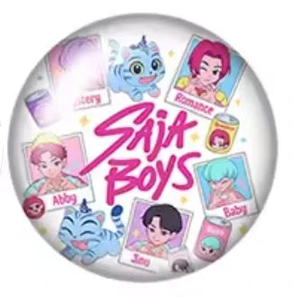 18mm SAJA BOYS K-Pop Demon Hunter Anime Cartoon Round, Glue on, Resin Gem, (Sold in Pairs)