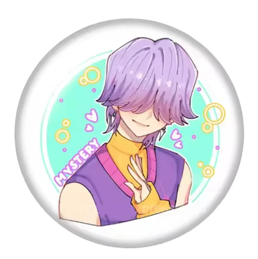 18mm Mystery SAJA BOYS - K-Pop Demon Hunter Anime Cartoon Round, Glue on, Resin Gem, (Sold in Pairs)