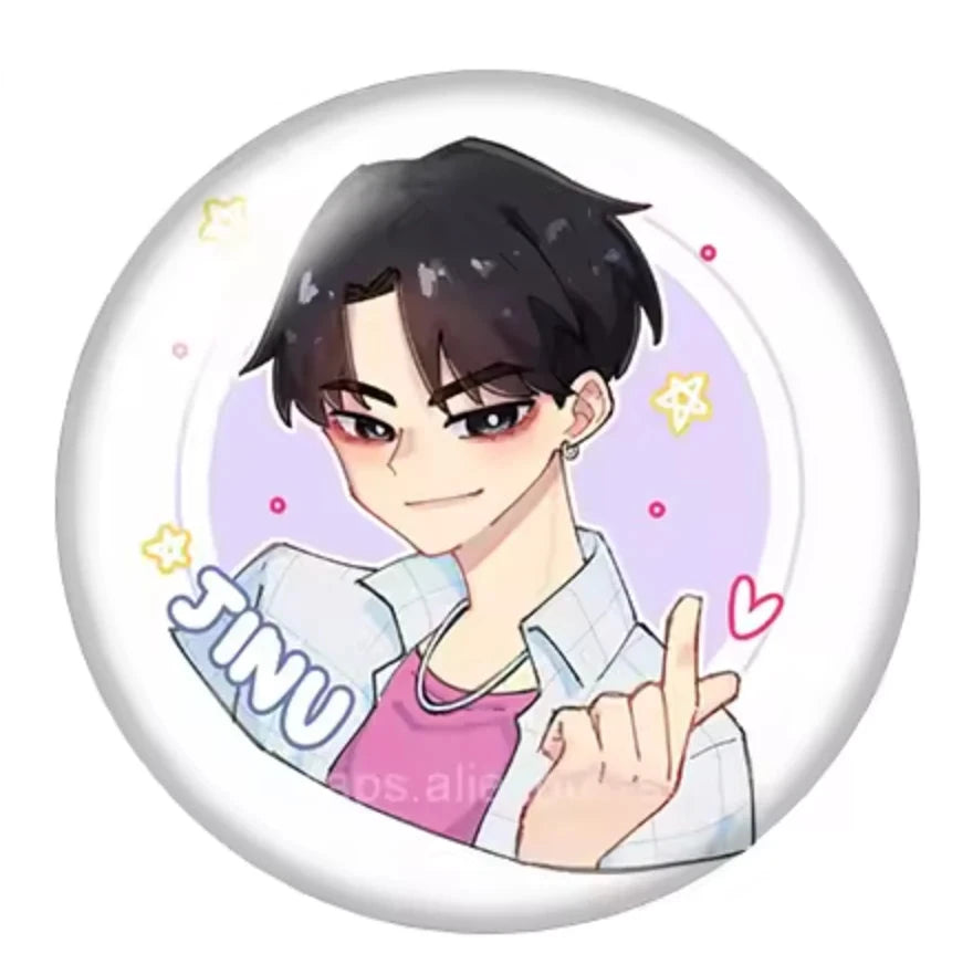 18mm Jinu SAJA BOYS - K-Pop Demon Hunter Anime Cartoon Round, Glue on, Resin Gem, (Sold in Pairs)
