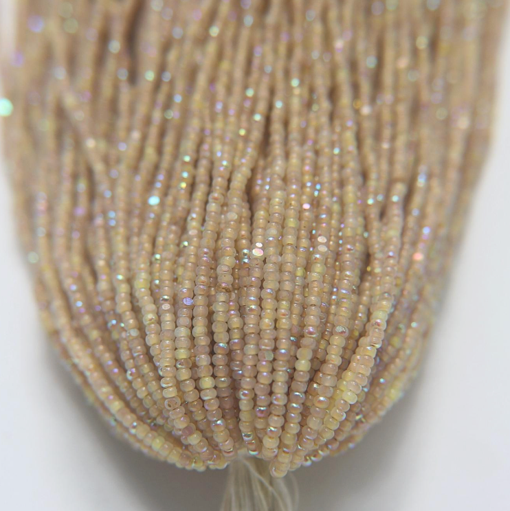 11/0 Charlotte Cut Seed Bead - Patina Opal Neon Yellow AB 10g India Sheen Charlotte Cut Seedbeads