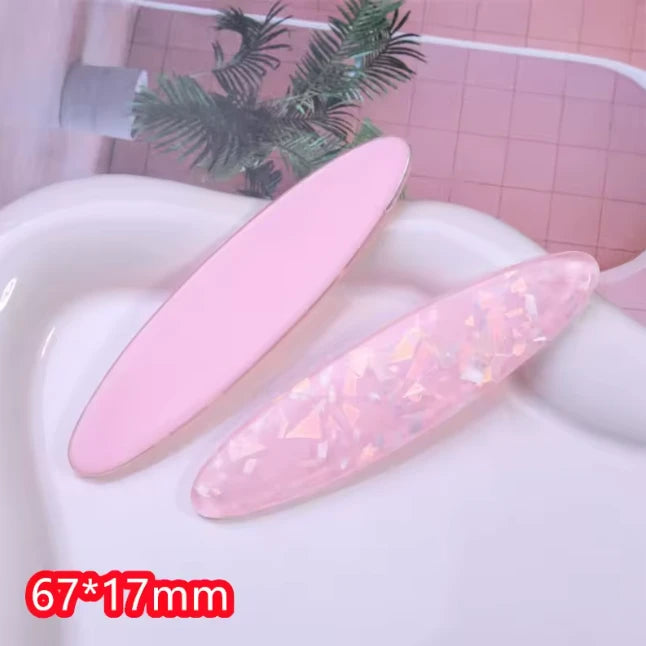 17*67mm Pink AB Foil OVAL, Glue on, Resin Gem (Sold in Pair) Resin Gems