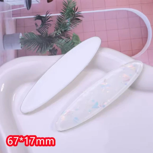17*67mm White AB Foil OVAL, Glue on, Resin Gem (Sold in Pair) Resin Gems