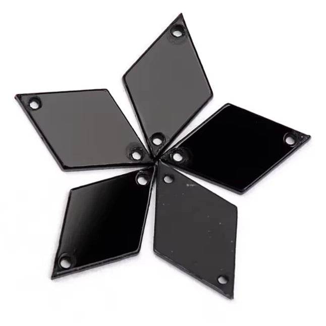 10*25mm Black Coloured Reflective Mirror, Rhombus Diamond Shaped, Sew on, Mirror Gem (Sold in Pair) Sundaylace Creations & Bling
