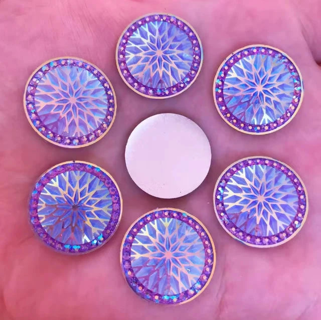 20mm Purple AB Starblanket Design Glue On Resin Gems (Sold in Pair) Resin Gems