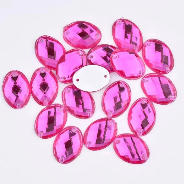 13*18mm Peach Red Oval Shaped Sew on Glass Gem (Sold in Pair) Glass Gems