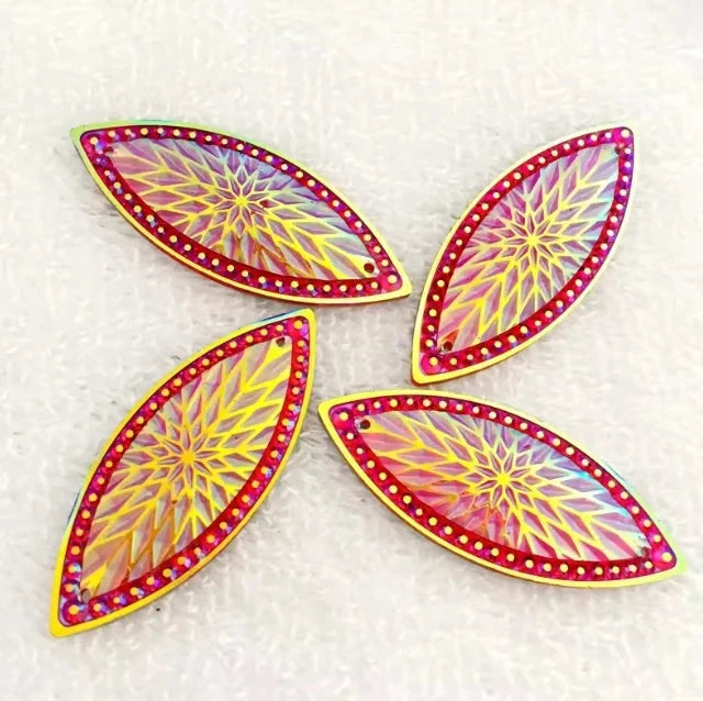 19*49mm Red AB Starblanket Design Horse Eye Navette Shaped Sew on Resin Gem (Sold in Pair) Resin Gems