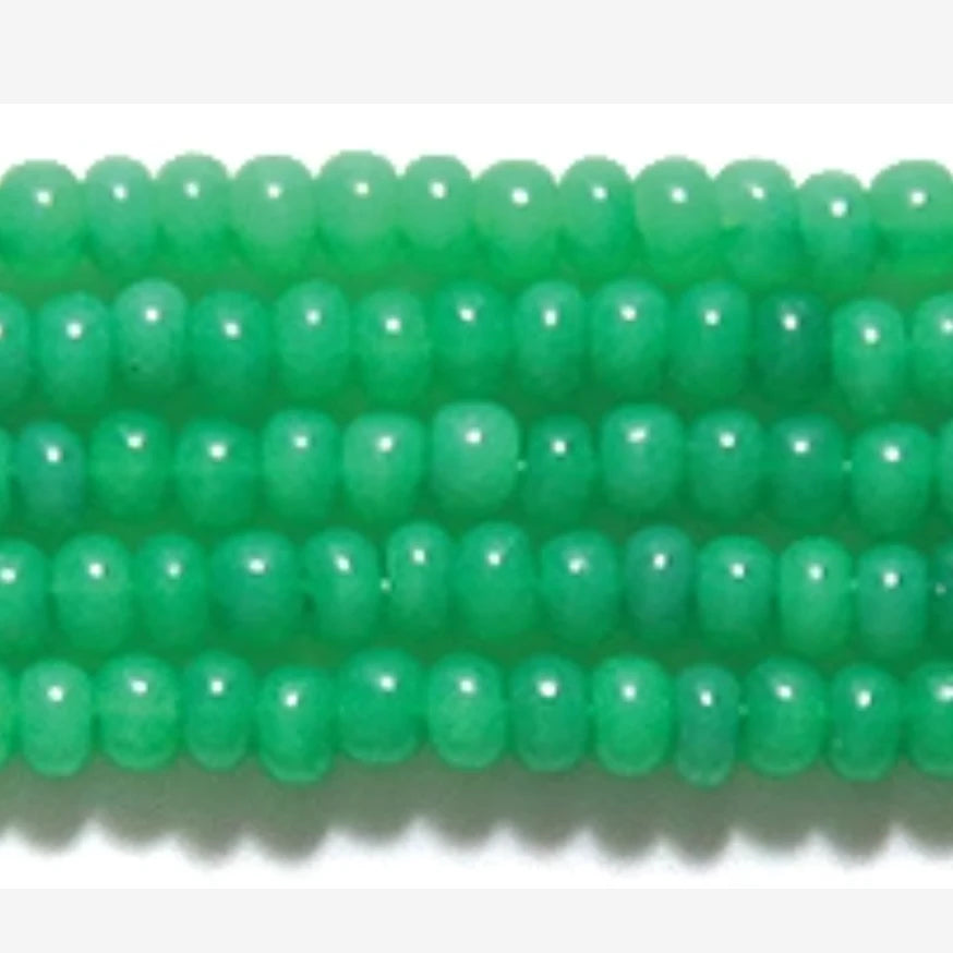 10/0 Bright Green Silk *Opal Preciosa Seed Beads *Hank 10/0 Preciosa Seed Beads