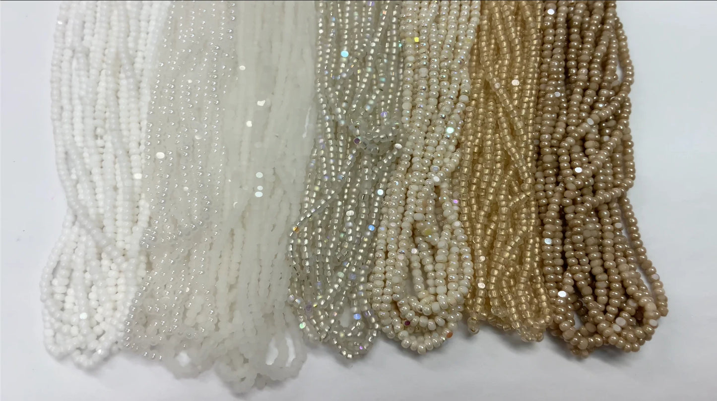 "Ivory Glow" 7 x 11/0 Charlotte India Bead Hank (10g) Bundle, Promotions India Sheen Charlotte Cut Seedbeads