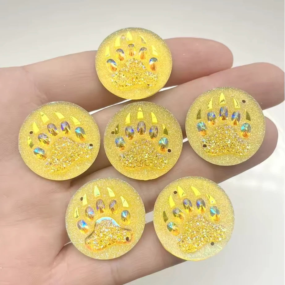 25mm Purple AB Bear Claw *Round Shape, Sew on, Resin Gem (Sold in Pair) Resin Gems