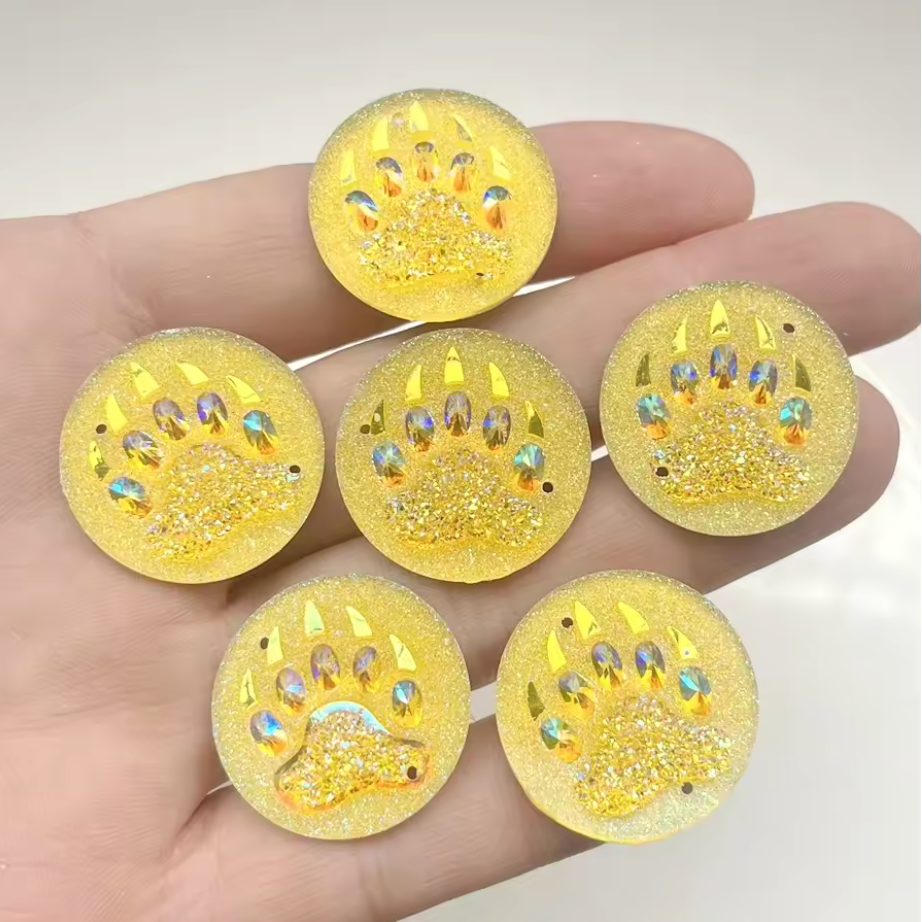 25mm Clear AB Bear Claw *Round Shape, Sew on, Resin Gem (Sold in Pair) Resin Gems