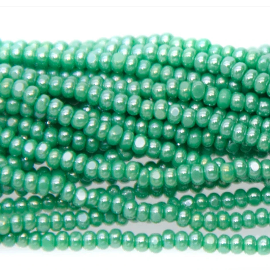 13/0 Charlotte Cut Beads - Sfinx LUSTER Green, Preciosa Seed Bead *Hank 13/0 Seed Beads