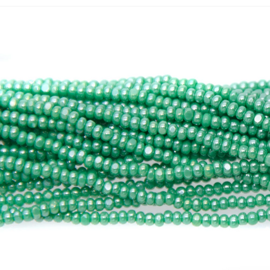 13/0 Charlotte Cut Beads - Sfinx LUSTER Green, Preciosa Seed Bead *Hank 13/0 Seed Beads