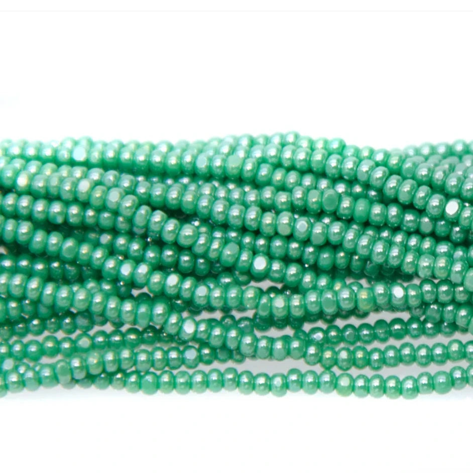 13/0 Charlotte Cut Beads - Sfinx LUSTER Green, Preciosa Seed Bead *Hank 13/0 Seed Beads