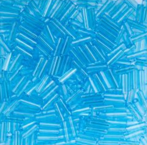 Czech Bugle Beads apx. 19g Vial #3 Transparent Aqua Luster John Beads