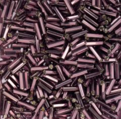 Czech Bugle Beads apx. 19g Vial #3 Silver Lined Purple John Beads
