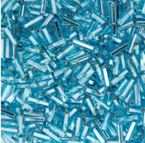 Czech Bugle Beads apx. 19g Vial #3 Silver Lined Aqua John Beads