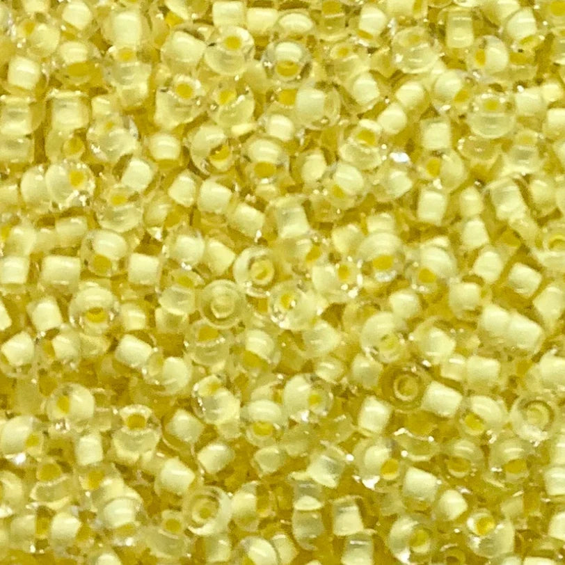 10/0 Pale Yellow Colour lined Terra, Preciosa Seed Beads 10/0 Preciosa Seed Beads