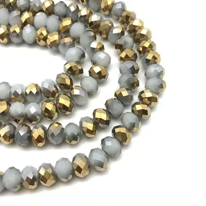 3*4mm Metallic Gold Half Plated on White Opal Rondelle Beads Loose (5g) Strand Sundaylace Creations & Bling