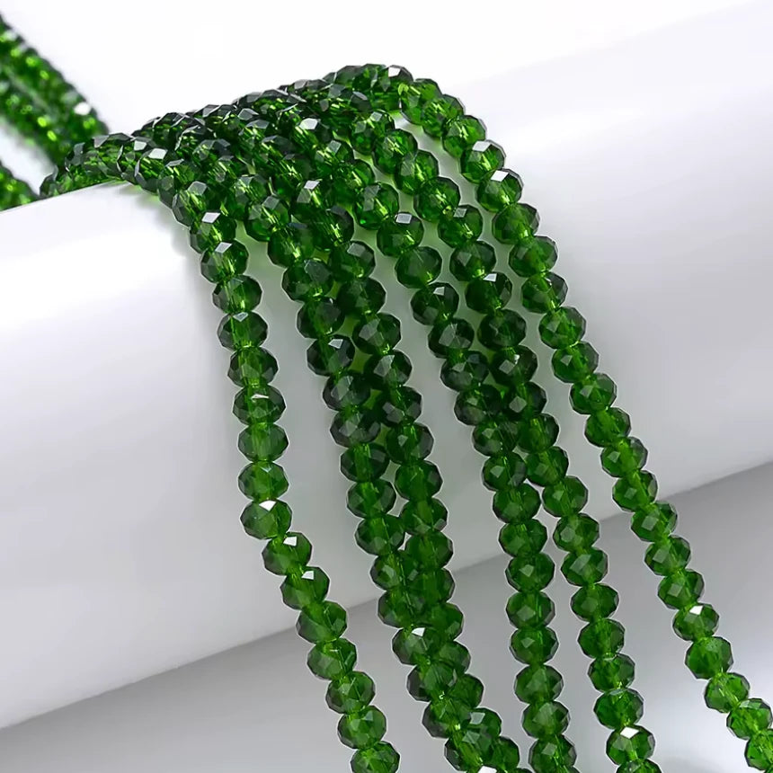 2*3mm Olive Green Transparent Rondelle Beads Loose (5g) Sundaylace Creations & Bling