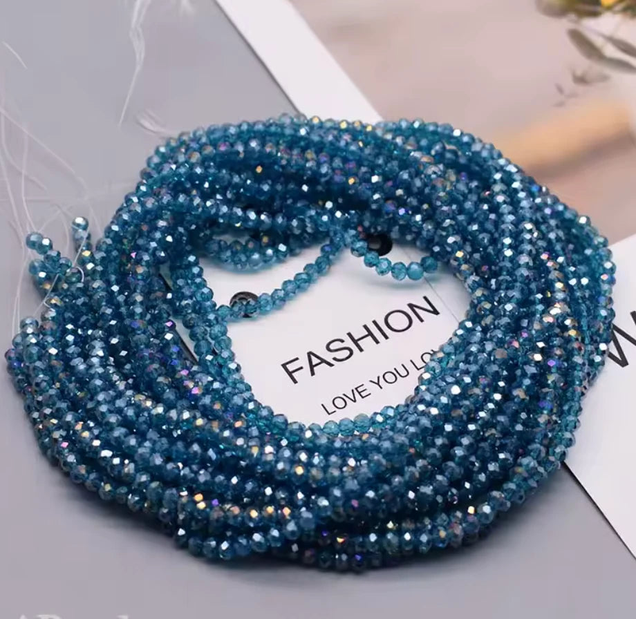 2*3mm Capri Blue AB Grade AAA Rondelle Beads (5g) Sundaylace Creations & Bling