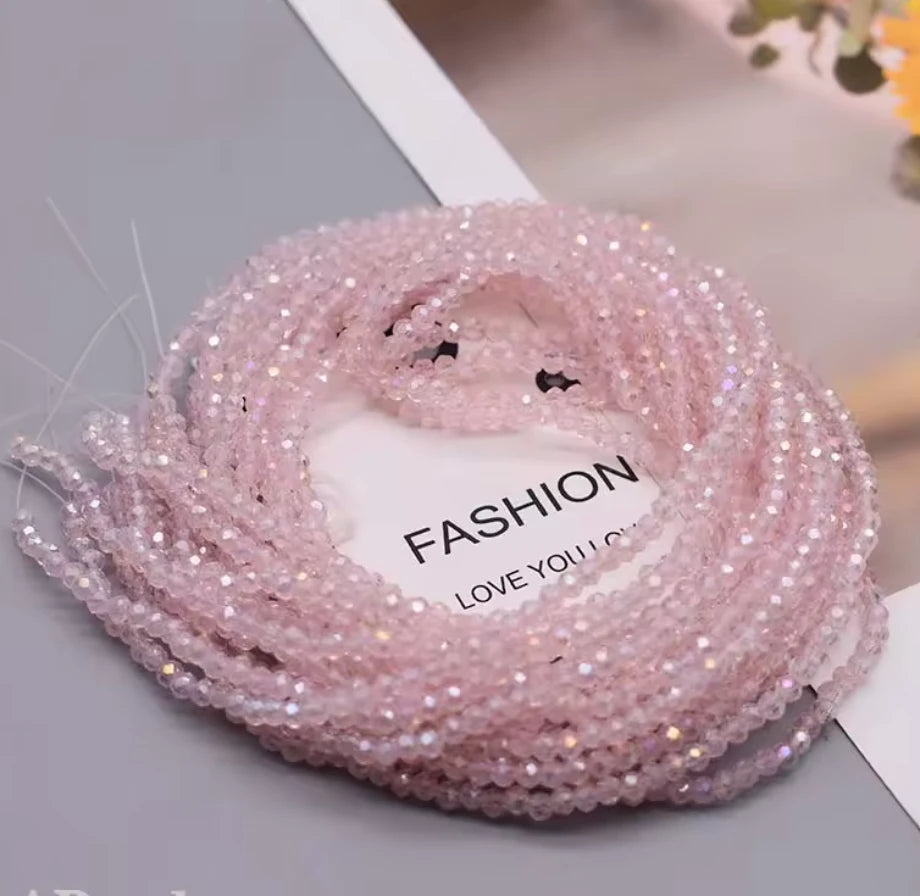 2*3mm Light Pink AB Transparent Rondelle Beads Loose (5g) Sundaylace Creations & Bling
