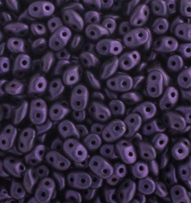 Matubo Czech Superduo 2-Hole Jet -Metallic Suede Purple (5g) 6/0 Pony Beads
