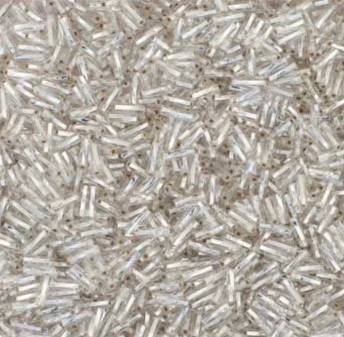 BUGLES #3, Twisted Silver Lined Silver Crystal (20g) Sundaylace Creations & Bling
