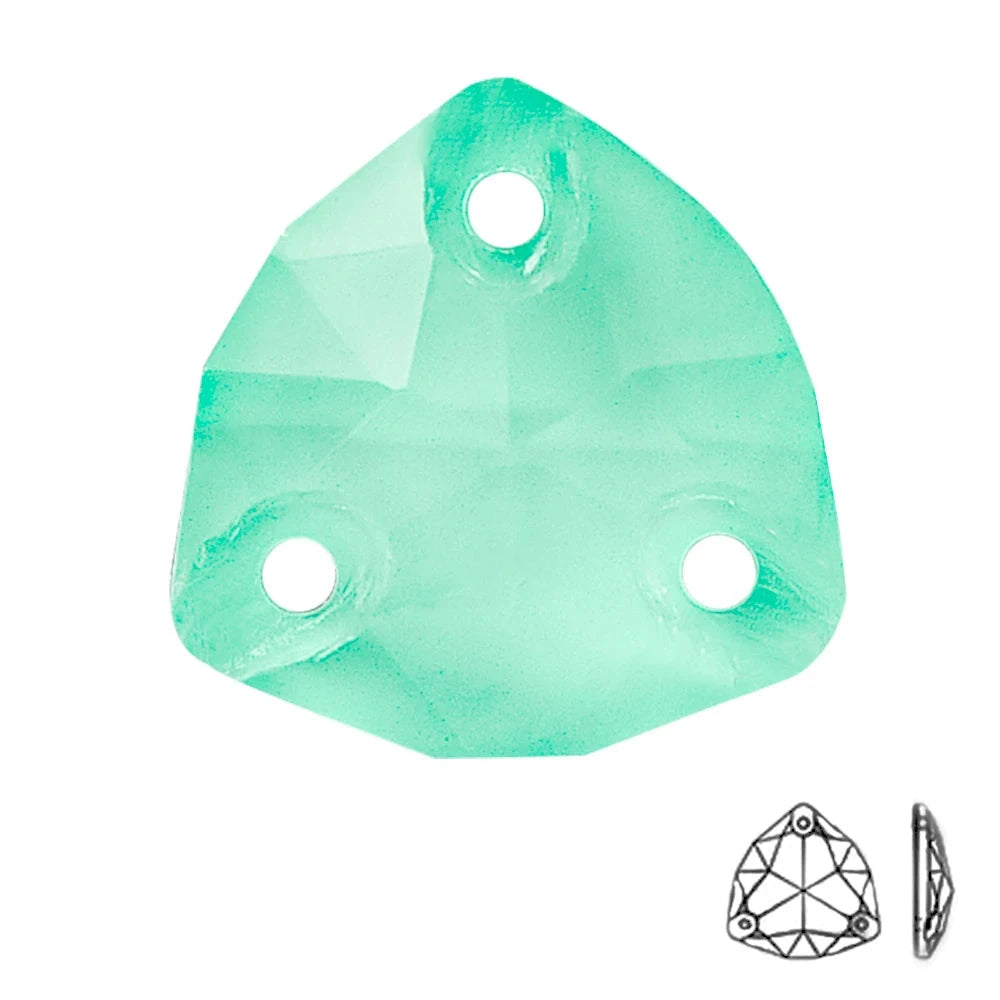 Green wrap neon gemstone with two holes on a white background