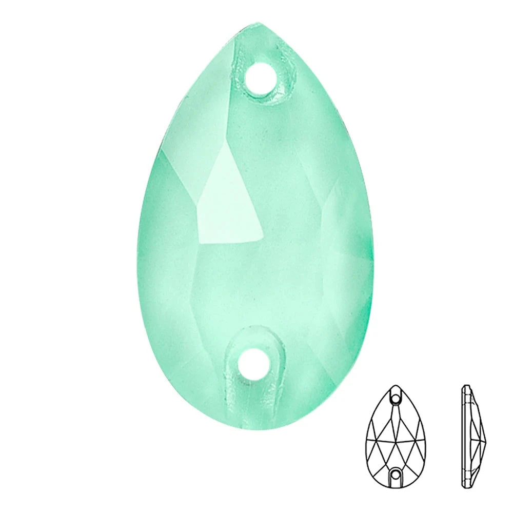 11*18mm Mocha Mint Green Teardrop shaped, Sew on, Strass Fancy Glass Gems (Sold in Pair) Fancy Glass Gems