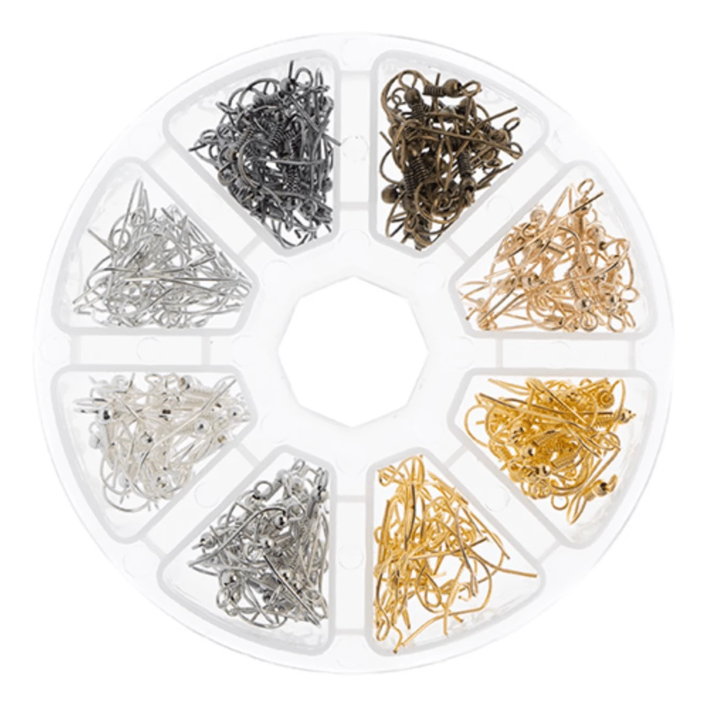 Assortment Round 8 Slots Earring Finding (Hooks) Mix 240pcs, New Beader Basics Basics