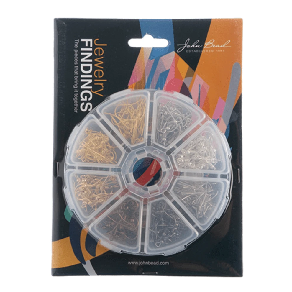 Assortment Round 8 Slots Earring Finding (Hooks) Mix 240pcs, New Beader Basics Basics