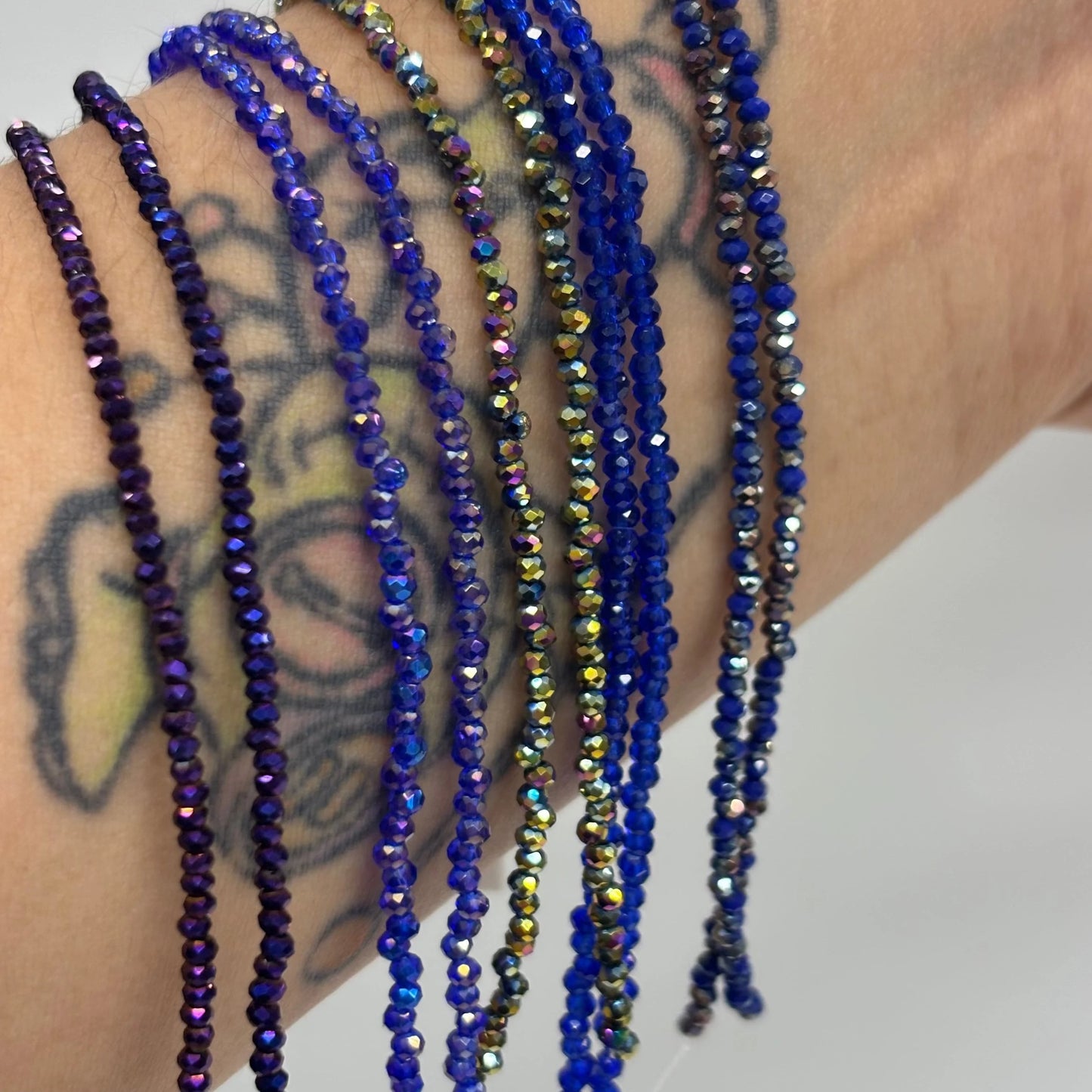 "Blue and Bougie" 5 x 1.5*2.5mm Crystal Lane Rondelle Bead Set, Promotions