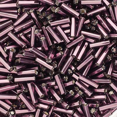 BUGLES Amethyst Silver Lined #3 (19g) Bugles Beads