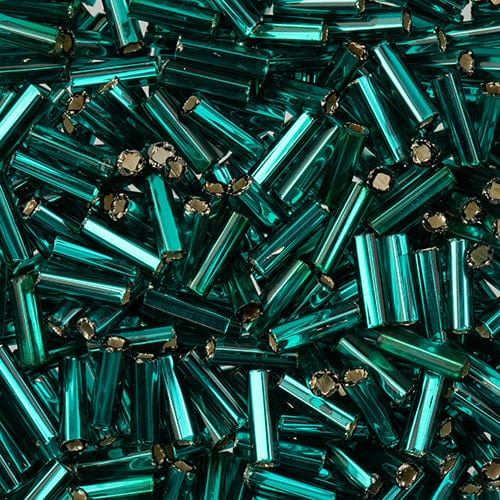 BUGLES Emerald Silver Lined #3 (19g) Bugles Beads