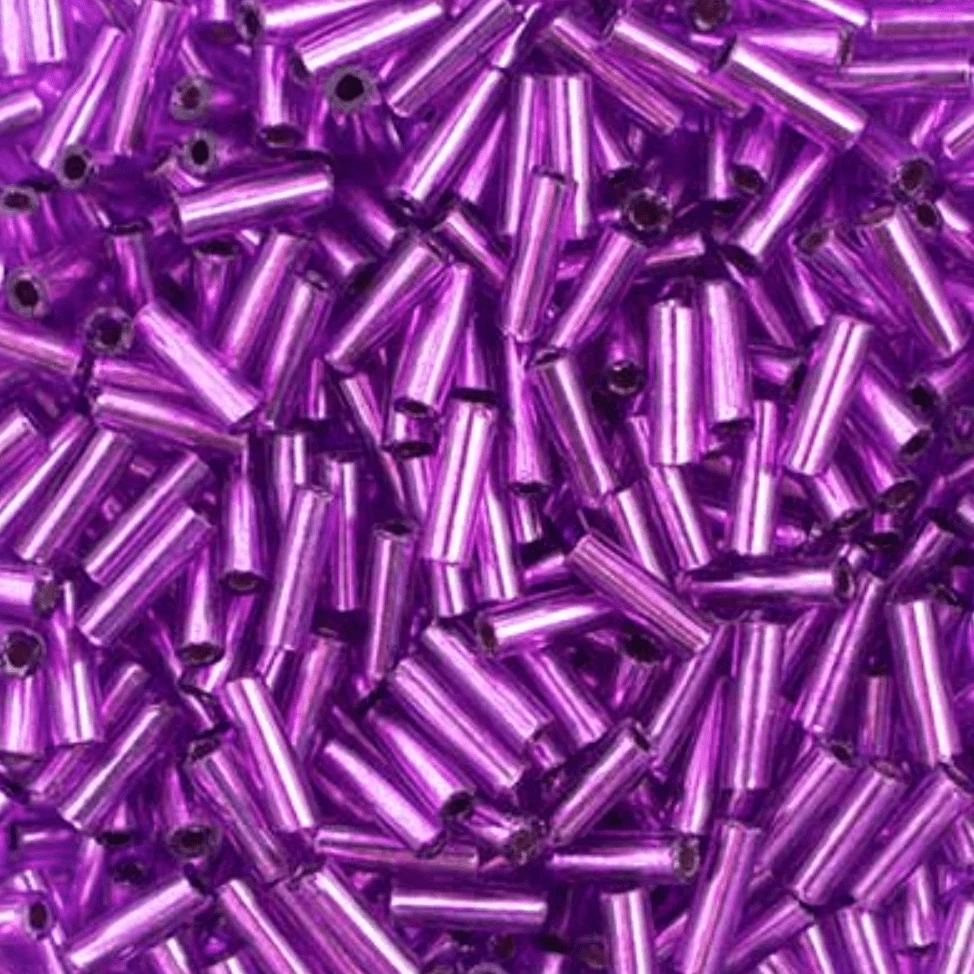 BUGLES Silver Lined Mauve Dyed #3 (20g) Bugles Beads