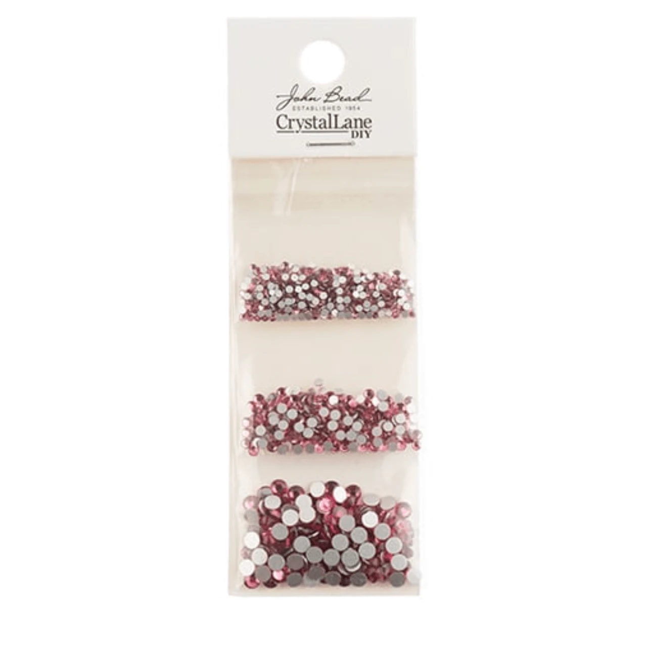 Crystal Lane DIY Flat Back Rhinestones Combo Light Rose ss3-432pcs, ss6-216pcs, ss12-144pcs Glass Gems