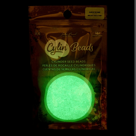Cylin Bead 11/0 25g Bag Glow in Dark - Neon Green AB (Glow Green) Cylin Bead 11/0